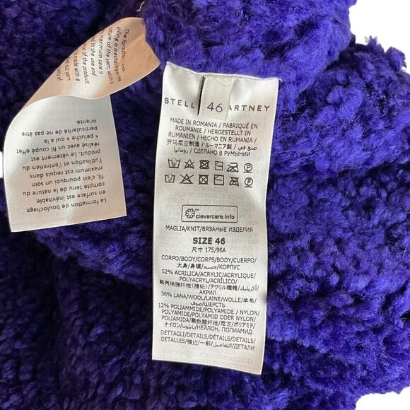 Stella McCartney Furry Textured Knit Crop Jumper EUR Size 46 XL Purple Sweater - Picture 11 of 13